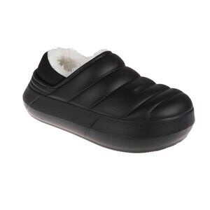 NWT Foamwalk Boys Puffy Fur Lined Clogs 431193 Black 2-3